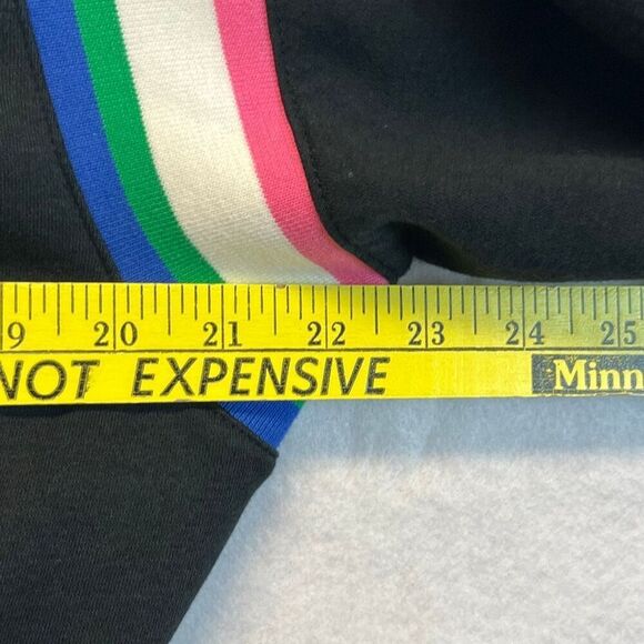 NIKE Women’s Heriatge Hoodie Small Black Cropped Pullover Sweatshirt Stripes - Picture 10 of 15